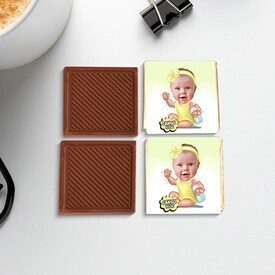 Biberonlu Bebek Karikatürlü Çikolata Kutusu - Thumbnail