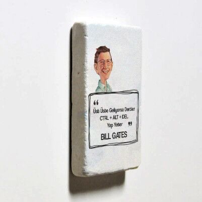 Bill Gates Esprili Taş Buzdolabı Magneti - Thumbnail
