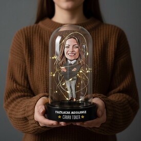  - Bir Güzel Kolay Yetişmiyor Karikatürlü Işıklı Fanus Biblo