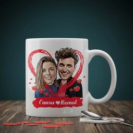  - Bir Ömür Aşkla Karikatürlü Sevgili Bardağı