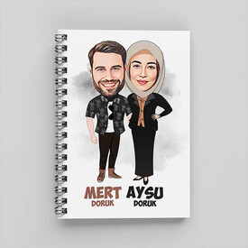 Bir Ömür Mutlu Olalım Karikatürlü Defter - Thumbnail