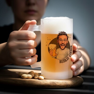  - Biracı Erkek Karikatürlü Bira Bardağı