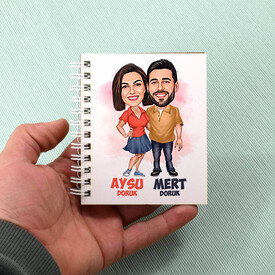 Birbirine Sarılmış Çiftler Karikatürlü Defter - Thumbnail