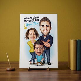  - Biricik Babamız Karikatürlü Kanvas Tablo