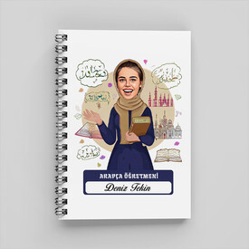  - En Başarılı Kadın Arapça Öğretmeni Karikatürlü Defter