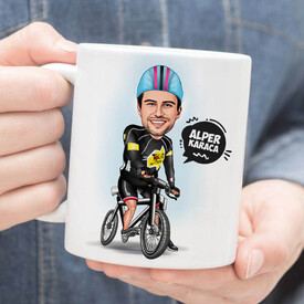  - Bisiklet Yarışçısı Erkek Karikatürlü Kupa Bardak