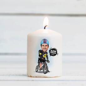  - Bisiklet Yarışçısı Erkek Karikatürlü Mum