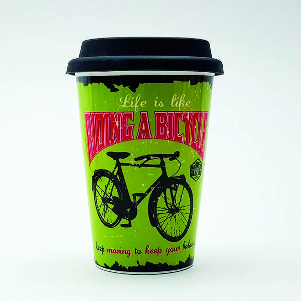 Bisikletçi Temalı Kahve Kupası Yeşil