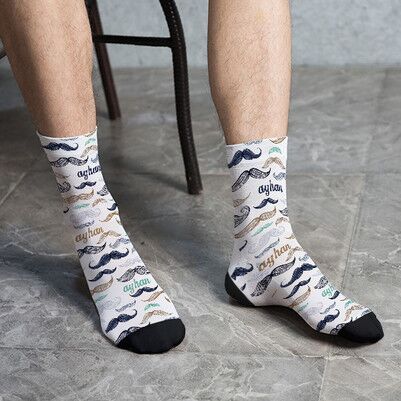 Bıyık Tasarımlı İsme Özel Erkek Çorabı - Thumbnail