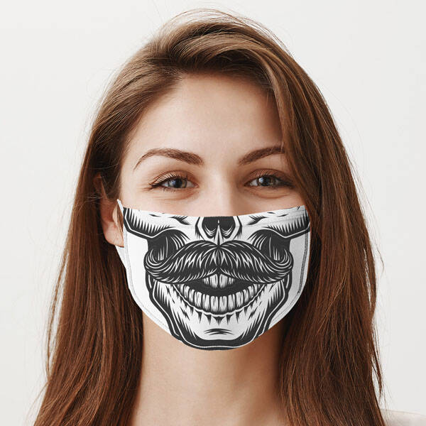 Bıyıklı Kuru Kafa Tasarım Ağız Maskesi