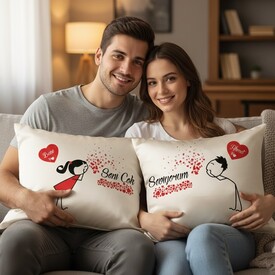  - Biz Birbirimizi Çok Seviyoruz 2'li Yastık Seti