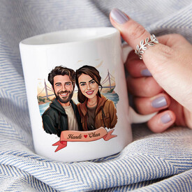 Boğaz Köprüsü ve Aşkımız Karikatürlü Kupa Bardak - Thumbnail