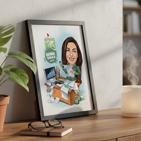  - Borsacı Kadın Karikatürlü Resim Çerçevesi