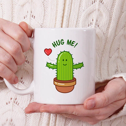 Cactus In Love Tasarım Kupa Bardak - Thumbnail