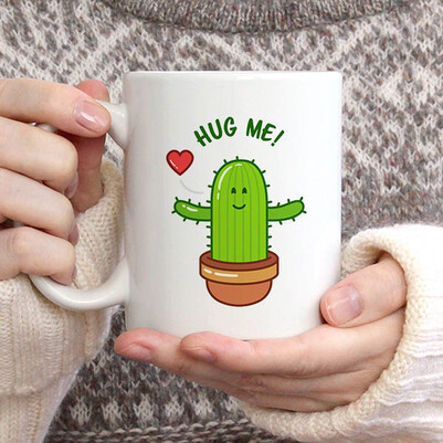 Cactus In Love Tasarım Kupa Bardak - Thumbnail