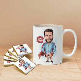  - Çakma Kahraman Karikatürlü Kupa ve Çikolata