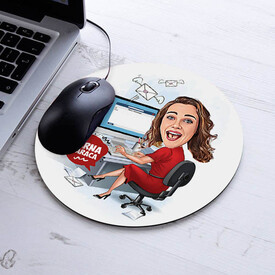 Çalışan Kadın Tasarımlı Karikatürlü Mousepad - Thumbnail