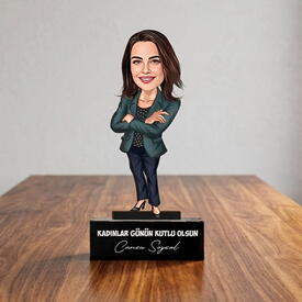  - Çalışan Kadına Hediye Karikatürlü Biblo