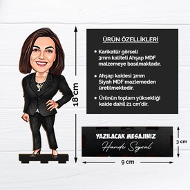 Çalışan Kadına Hediye Karikatürlü Biblo - Thumbnail