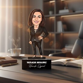  - Çalışan Kadına Hediye Karikatürlü Biblo