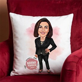  - Çalışan Kadına Hediye Karikatürlü Yastık