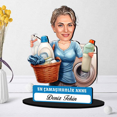  - Çamaşırkolik Anne Karikatürlü Biblo