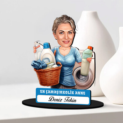  - Çamaşırkolik Anne Karikatürlü Biblo