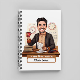  - Canım Öğretmenim Mesajlı Erkek Karikatürlü Defter
