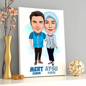 Canım Sevgilime Hediyem Karikatürlü Tablo - Thumbnail