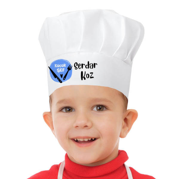 Çatal Bıçak Tasarımlı Şapkalı Çocuk Mutfak Önlüğü