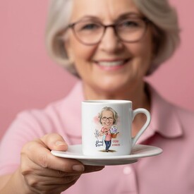  - Çiçek Annem Karikatürlü Kahve Fincanı