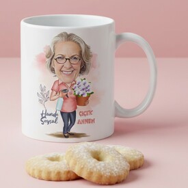  - Çiçek Annem Karikatürlü Kupa Bardak