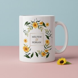  - Çiçek Desenli İsimli Sevgili Kupa Bardağı