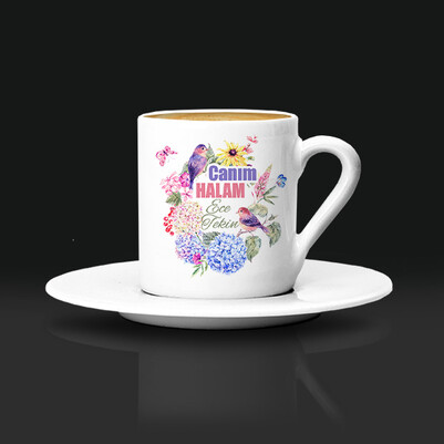 Çiçek Halam İsimli ve Mesajlı Kahve Fincanı - Thumbnail