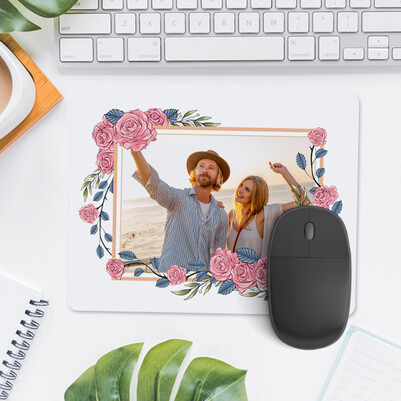 Çiçek Motifli Fotoğraflı Mousepad - Thumbnail