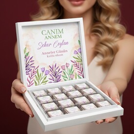  - Çiçekler ve Annem Temalı Kutu Çikolata