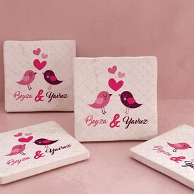  - Çifte Kumrular Taş Bardak Altlığı