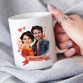 Çiftlere Özel Efsane Aşkımız Karikatürlü Kupa Bardak - Thumbnail