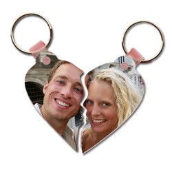 Çiftlere Özel Fotoğraflı Kalp Anahtarlık - Thumbnail