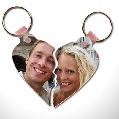 Çiftlere Özel Fotoğraflı Kalp Anahtarlık - Thumbnail