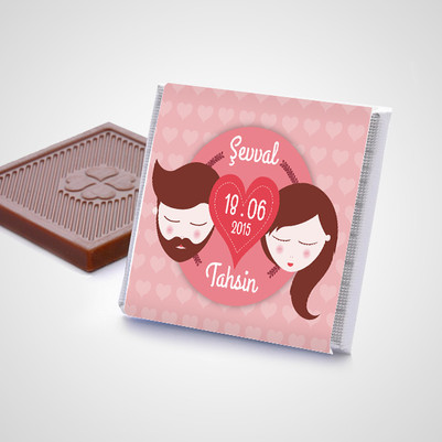 Çiftlere Özel İsim Yazılı Çikolata Kutusu - Thumbnail