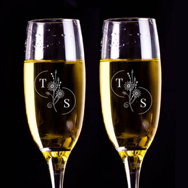Çiftlere Özel Tasarım Harfli Şampanya Kadehi - Thumbnail