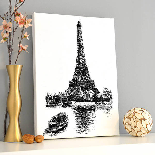 Çizim Eiffel Kulesi Sanatsal Kanvas Tablo