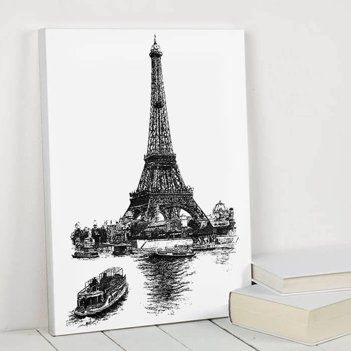 Çizim Eiffel Kulesi Sanatsal Kanvas Tablo