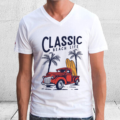 Classic Beach Life Tasarım Tişört - Thumbnail