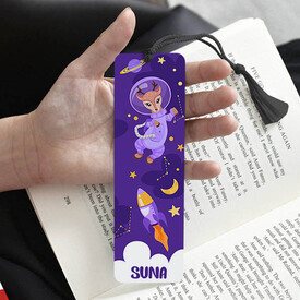 Çocuğa Hediye Astronot Geyik Desenli Kitap Ayracı - Thumbnail