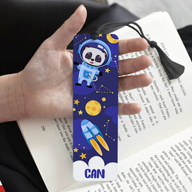 Çocuğa Hediye Astronot Panda Desenli Kitap Ayracı - Thumbnail