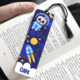 Çocuğa Hediye Astronot Panda Desenli Kitap Ayracı - Thumbnail