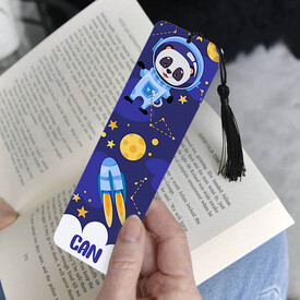 Çocuğa Hediye Astronot Panda Desenli Kitap Ayracı - Thumbnail