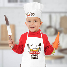  - Çocuklara Hediye İsimli Şapkalı Mutfak Önlüğü